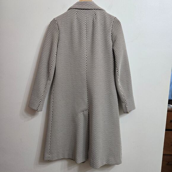 Judy Wayne Womens Vintage 60s Mod Diamond Knit Double Breasted Brown Overcoat 13 - Picture 7 of 12
